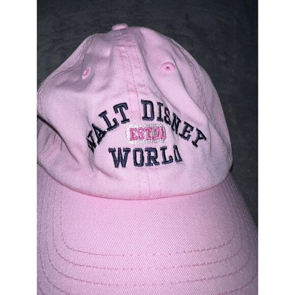WALT DISNEY WORLD Adult Pink Embroidered Logo Snap Back Baseball Hat Cap - Picture 1 of 8